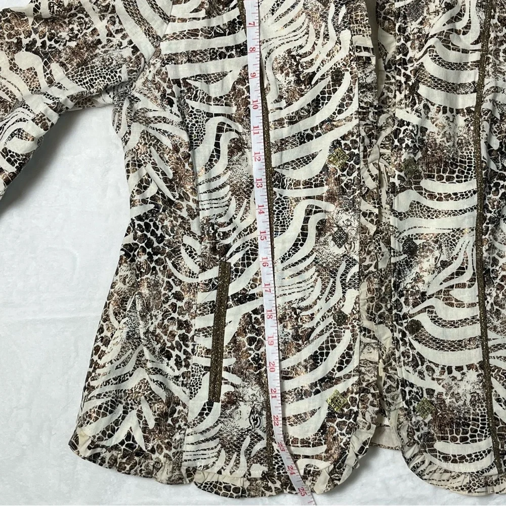 Chico's animal print linen blend size 2 overshirt - Picture 3 of 13